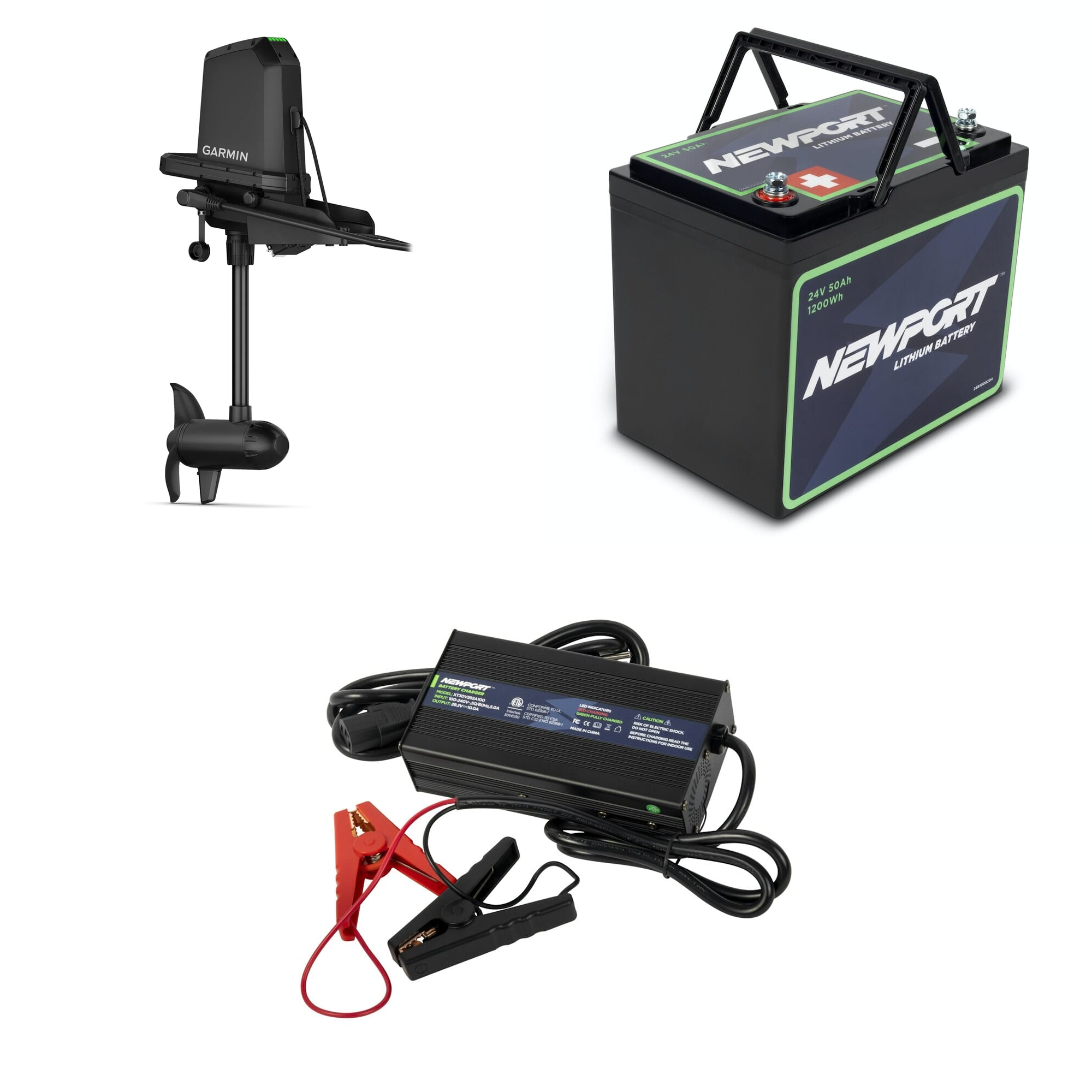 Garmin Force Current Kayak Motorization Kit without Pedals w 24v 50AH Newport Vessels Battery
